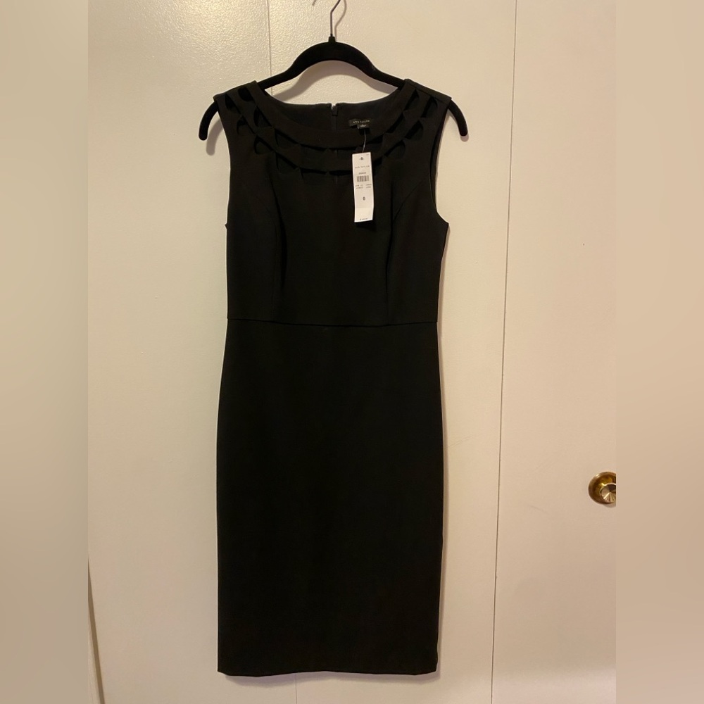 Ann Taylor Sleeveless Cut Out Black Dress Size 0 NWT